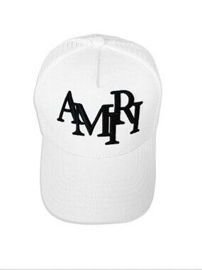 AMIRI White Mesh Logo Trucker Hat with Black Embroidery